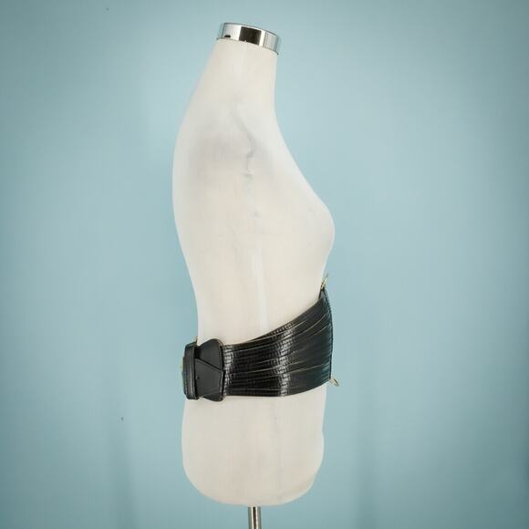 Sept.is Size Medium M Black Leather Corset Style Strappy Wide Statement Belt main image 4